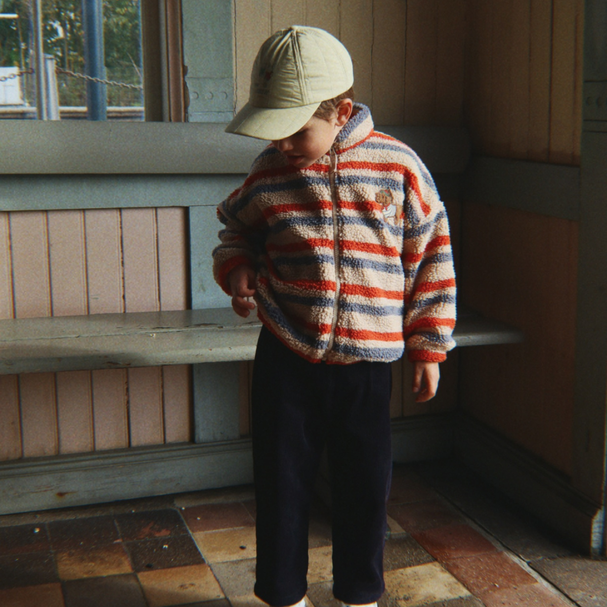 Konges Sløjd - Fleecejakke Teddy Jody Tangerine Stripe