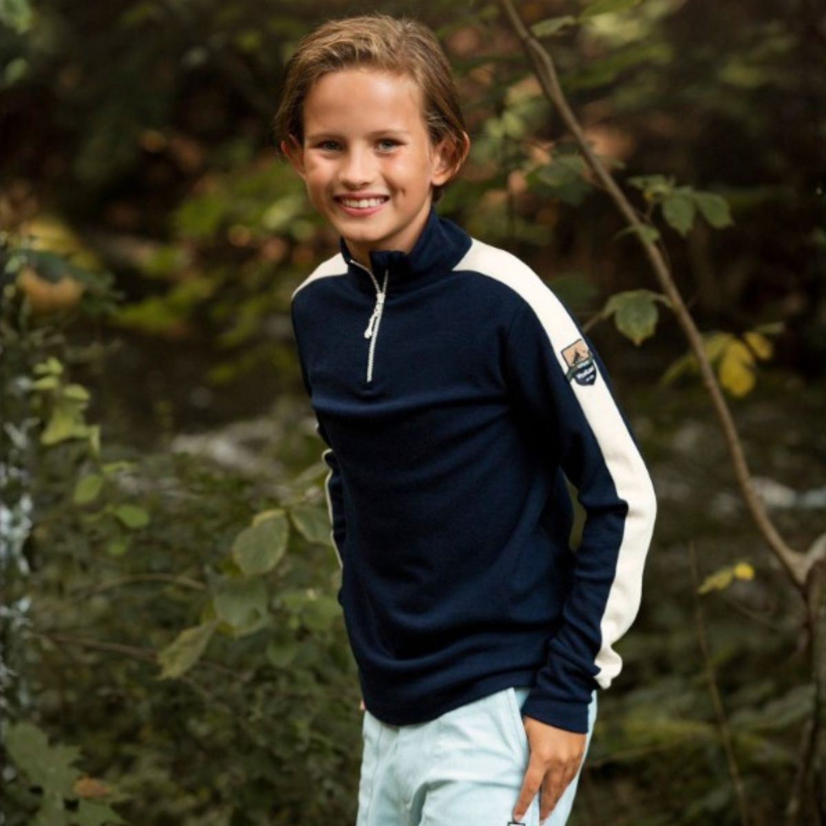 WoolLand - Genser Ål Half-Zip Blue Ink