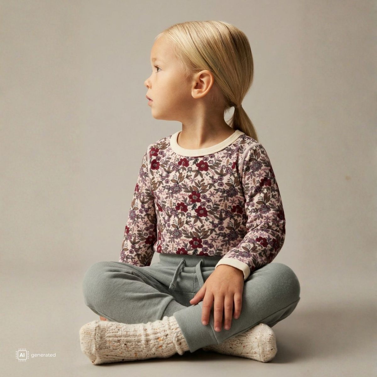 Hust And Claire - Trøye Ull/ Bambus Abba Flor Off White