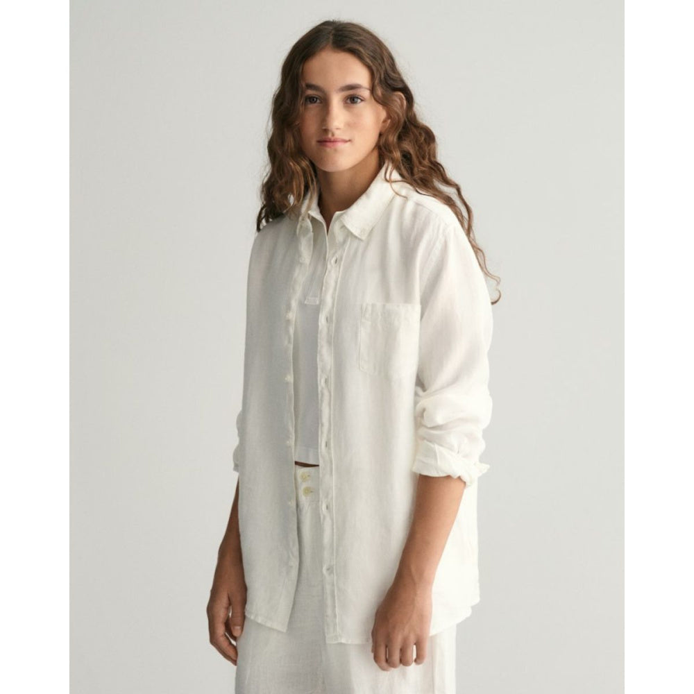Gant - Skjorte i Lin Regular White