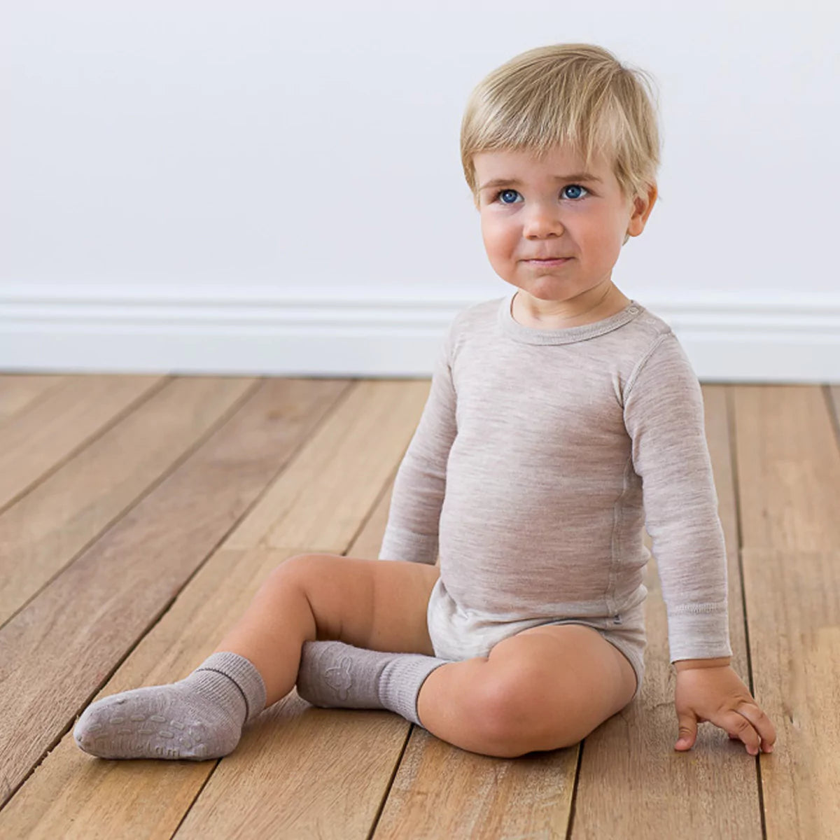 Lillelam - Ullsokker Antiskli Beige