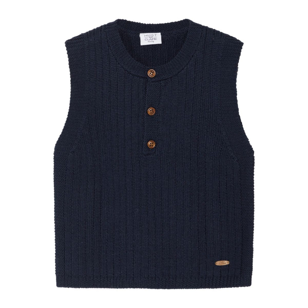 Hust and Claire - Vest Ull Ribbestrikket More Navy