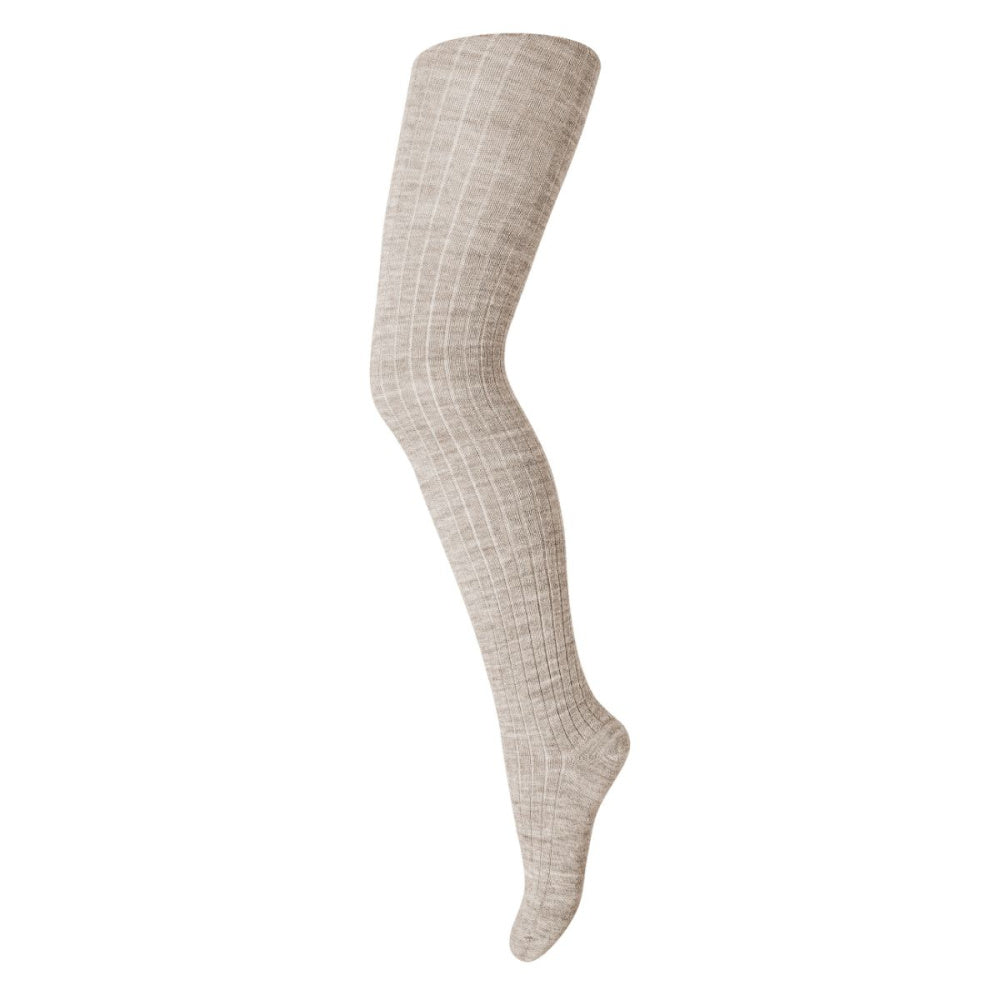 MP - Basic Strømpebukse i Ull Ribb Light Brown Melange