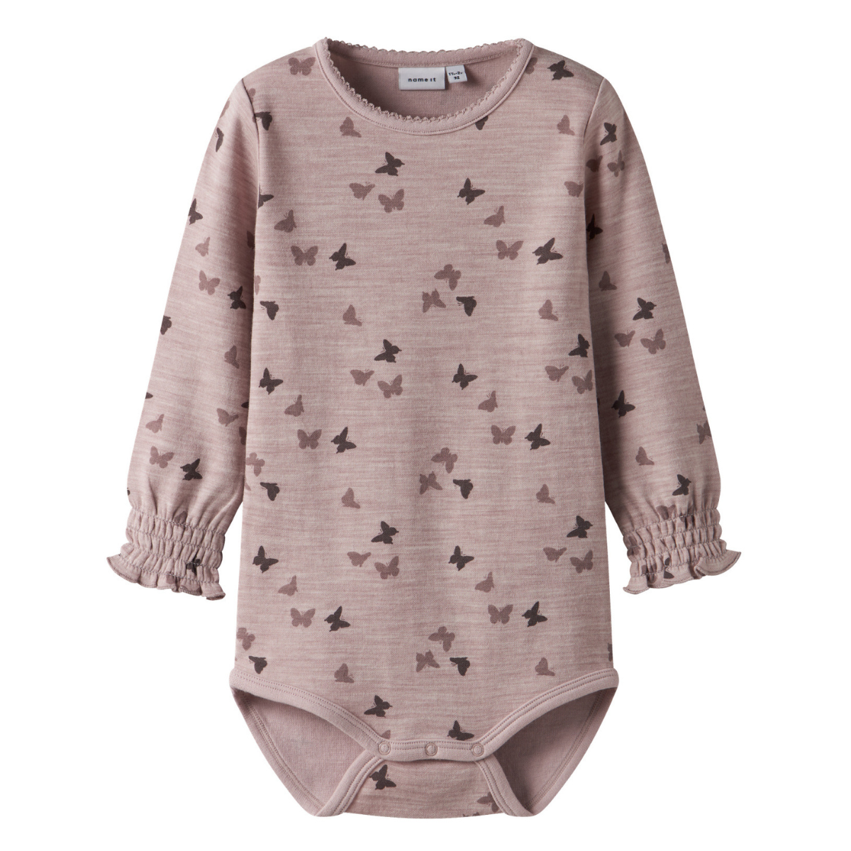 Name It - Body i Ull og Bomull Wuppo Shadow Gray Butterfly