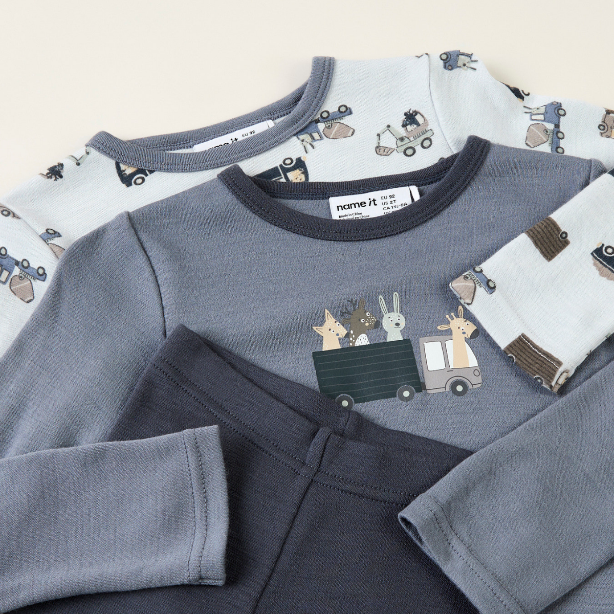 Name It - Ulltrøye Willit Folkstone Gray Animals at Work