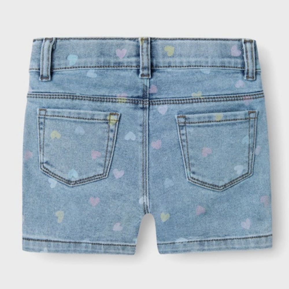 Name It - Shorts Salli Hearts Medium Blue Denim
