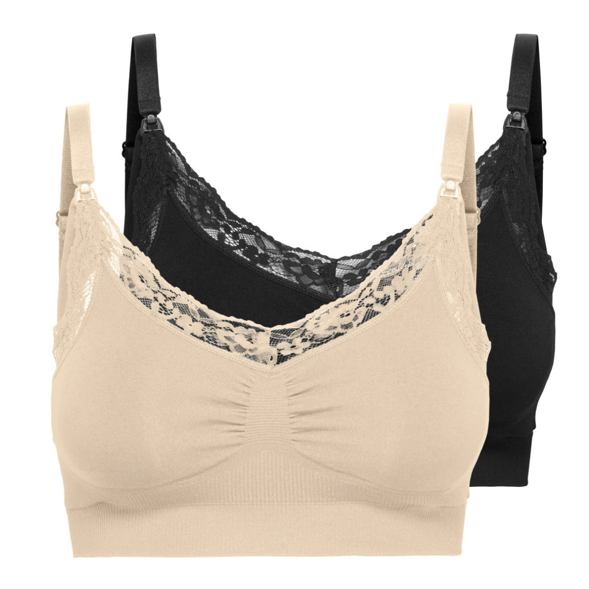 ONLY Maternity - Amme-BH 2-pk Rosie Crème Brûlée/ Sort