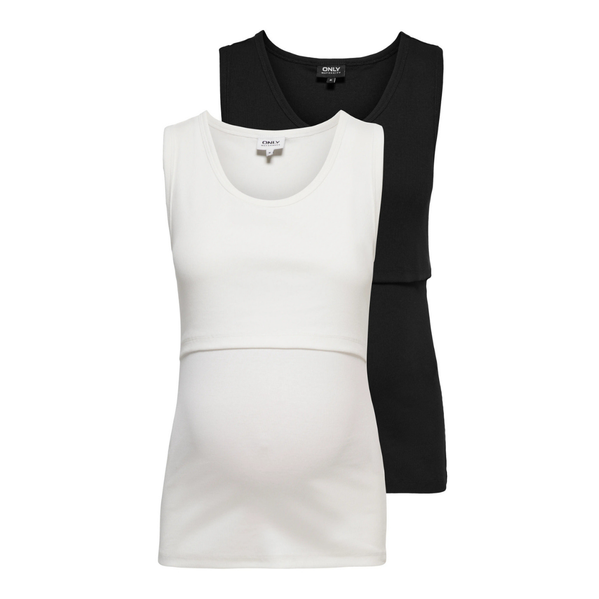 ONLY Maternity - Amme-Tanktopp 2-pk Vira Hvit Sort