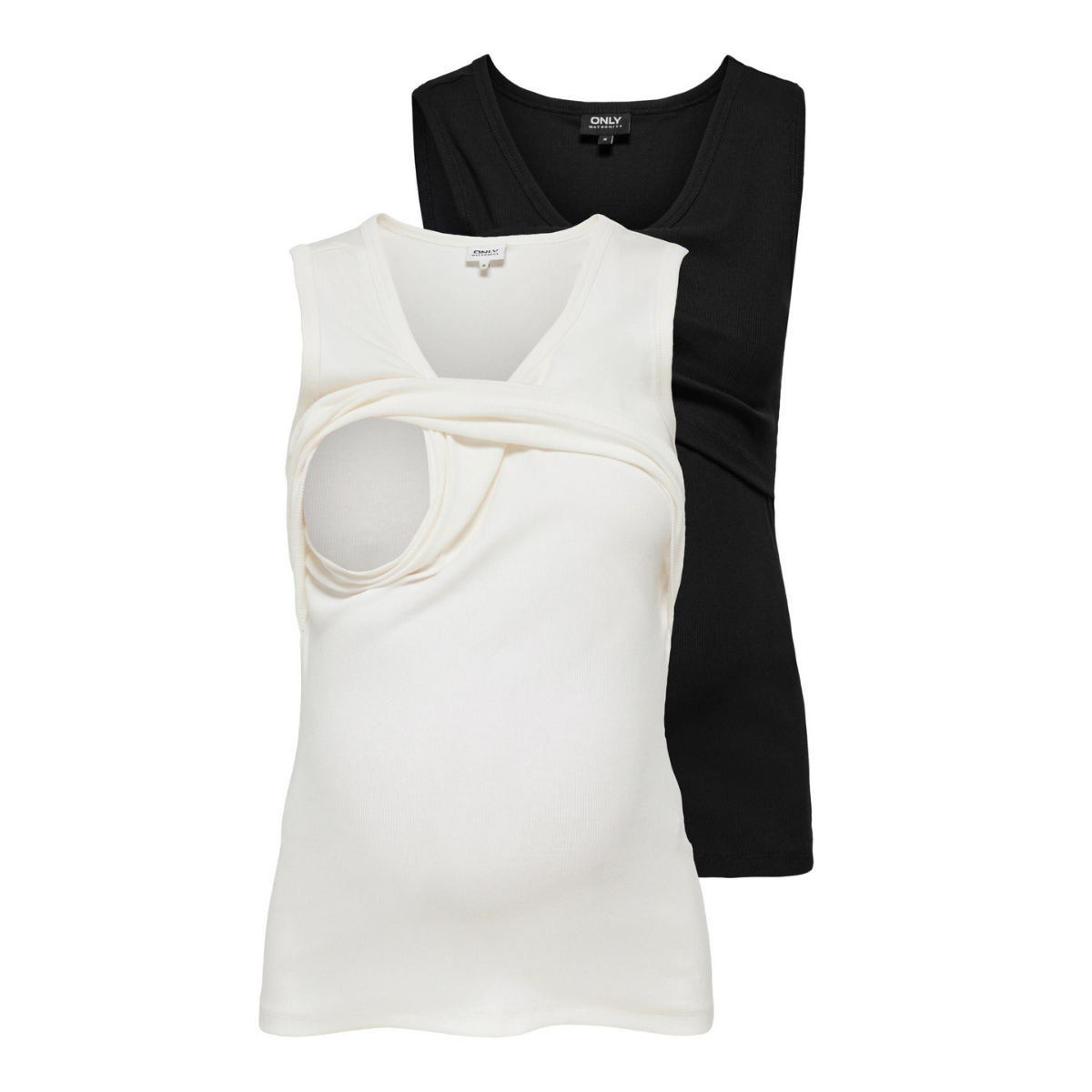 ONLY Maternity - Amme-Tanktopp 2-pk Vira Hvit Sort
