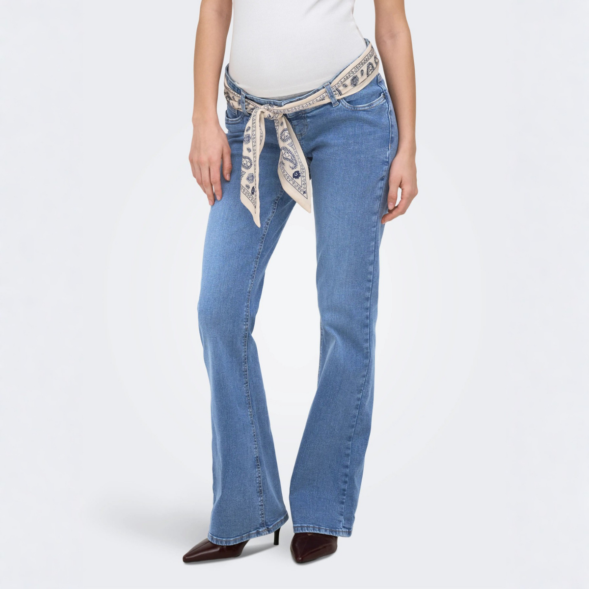 ONLY Maternity - Jeans Blush Flared Light Blue Denim