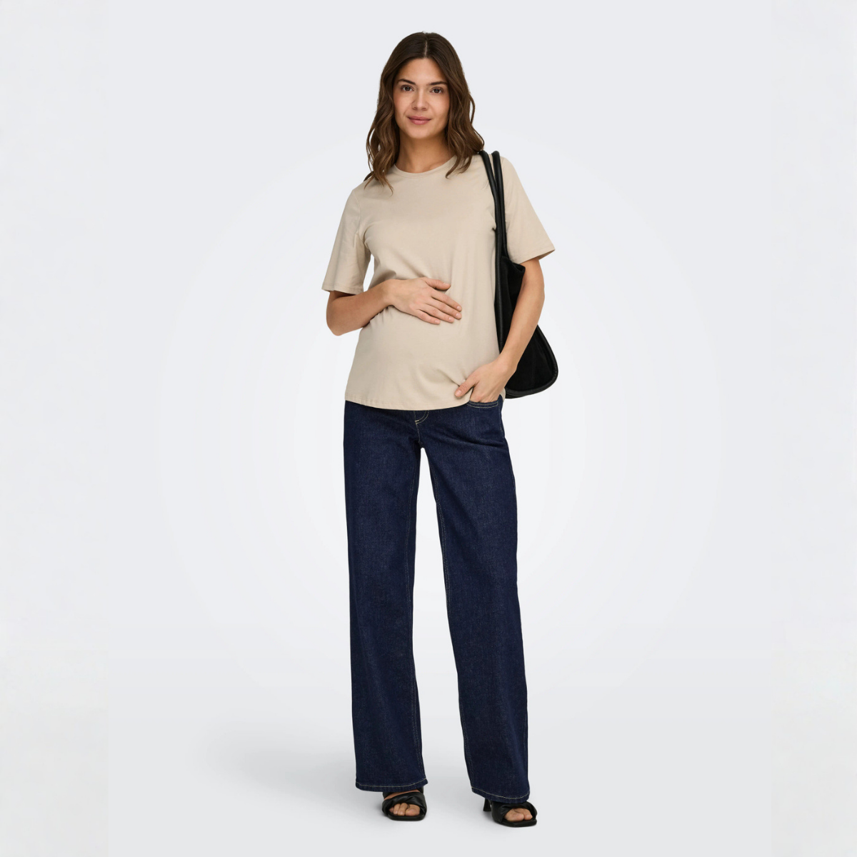 ONLY Maternity - Jeans Juicy Wide Leg Dark Blue Denim Rinse