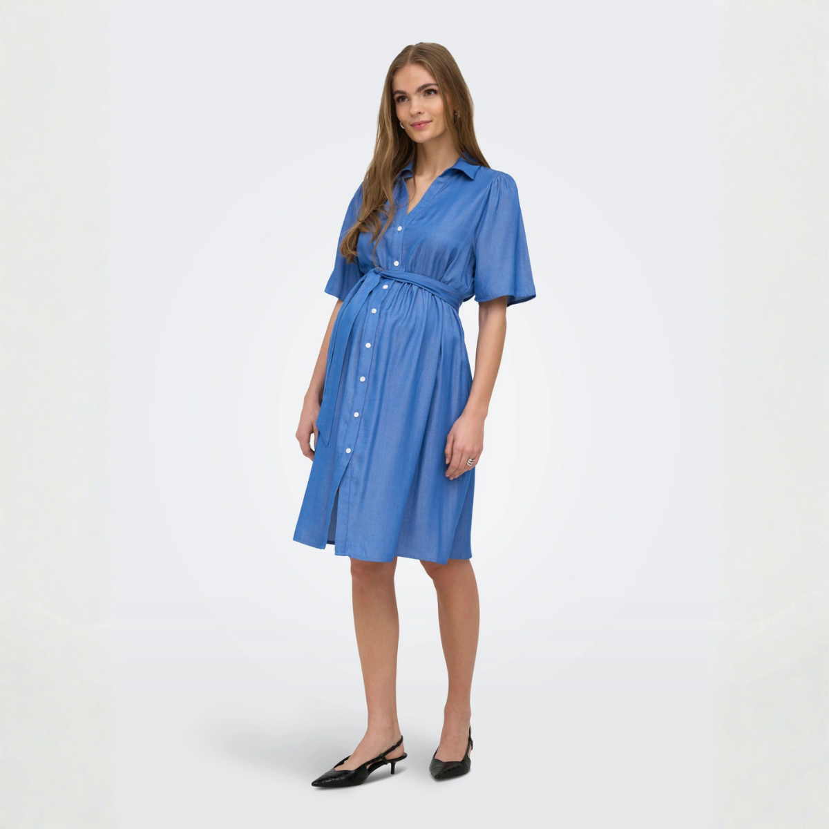 ONLY Maternity - Skjortekjole Mamma Medium Blue Denim