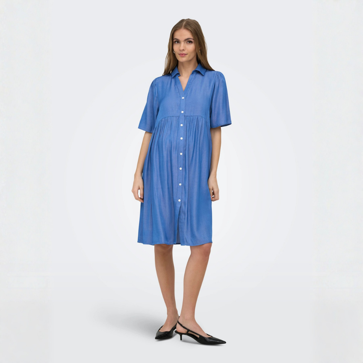 ONLY Maternity - Skjortekjole Mamma Medium Blue Denim