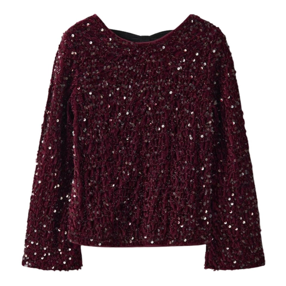 Name It - Topp Rusitta Paljetter Burgundy/ Black Bow