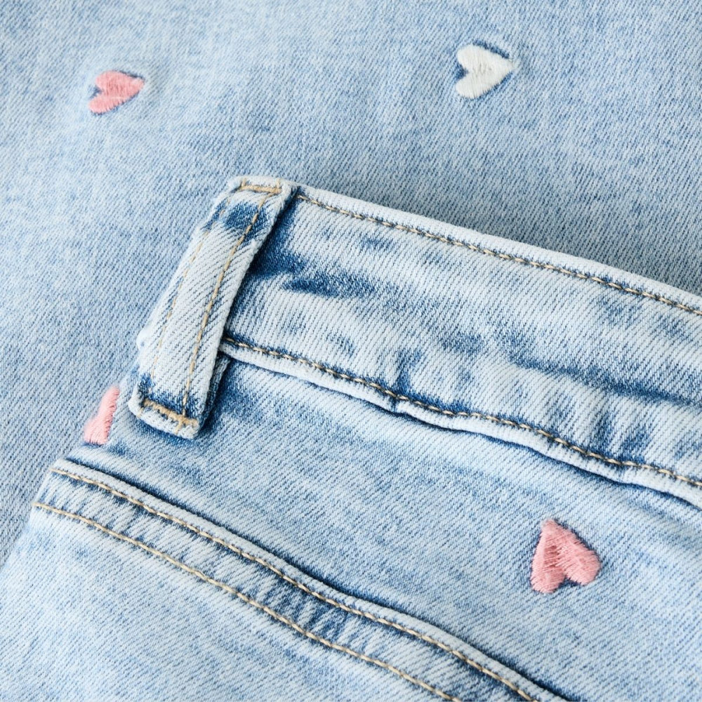 Name It - Jeans Rose Jr Light Blue Bleached Denim Heart Embroidery