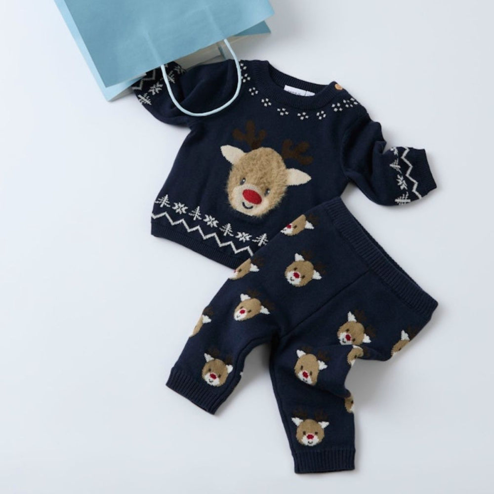 Name It - Julegenser Baby Knit Reindeer Navy Blazer