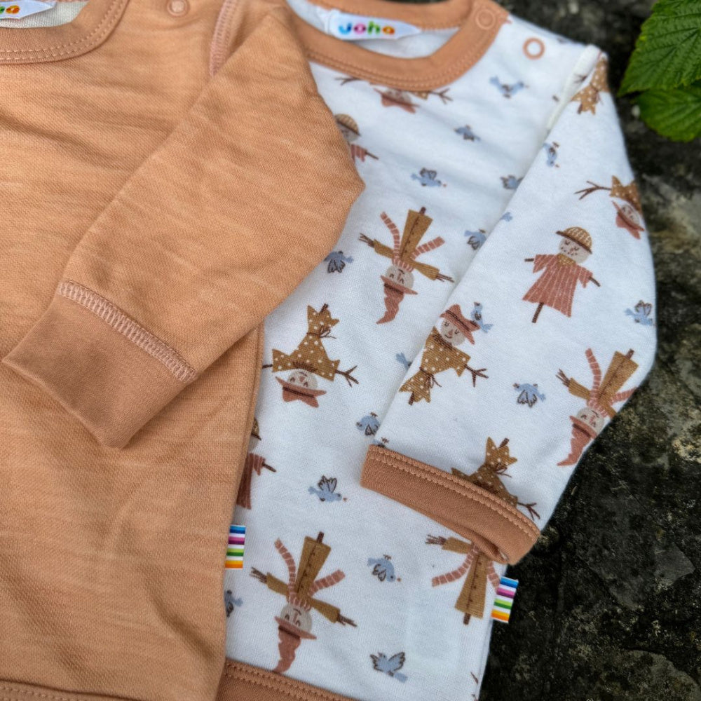Joha - Trøye Ull og Bambus Scarecrow Off White/ Peach