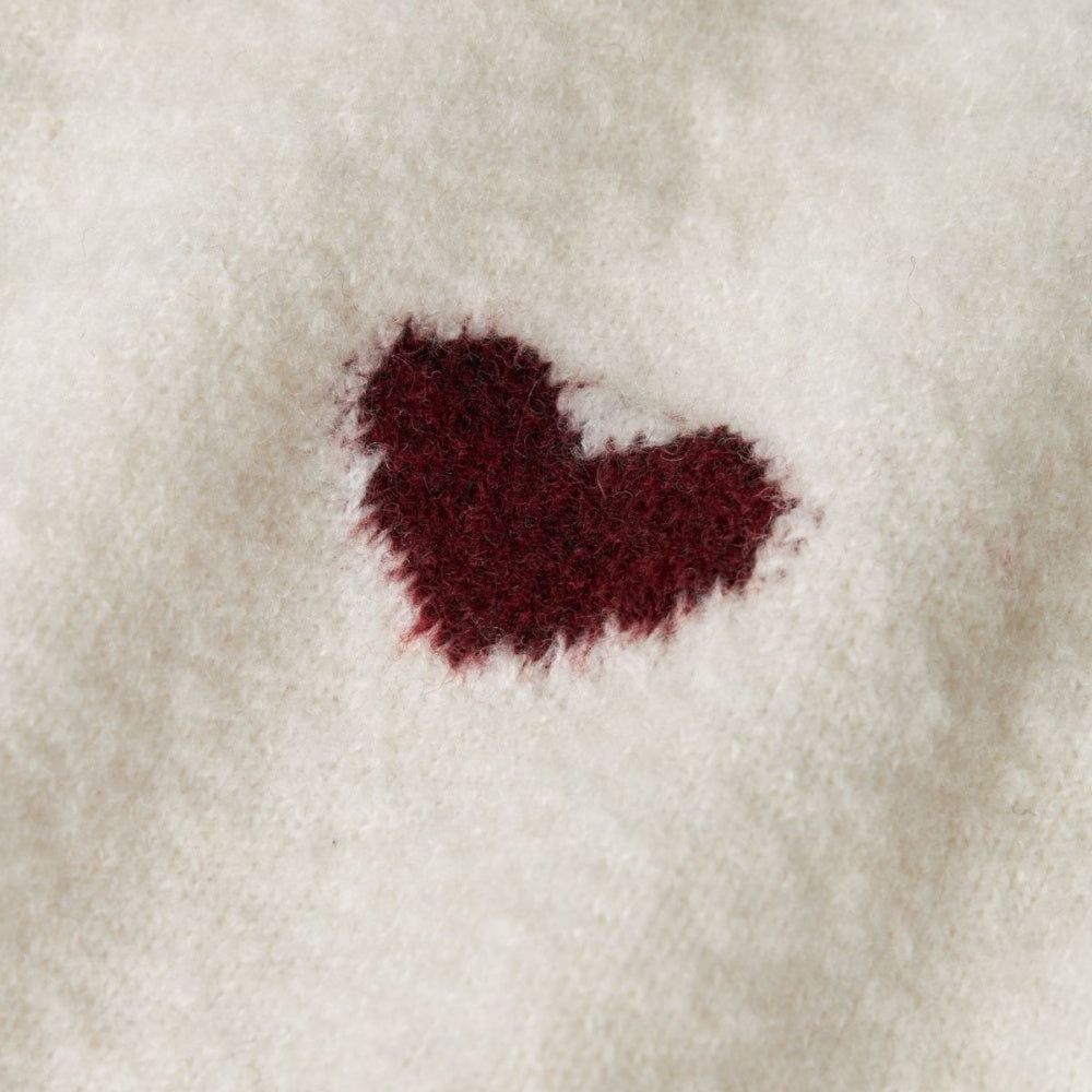 Name It - Genser Knit Ona Cloud Dancer Burgundy Hearts
