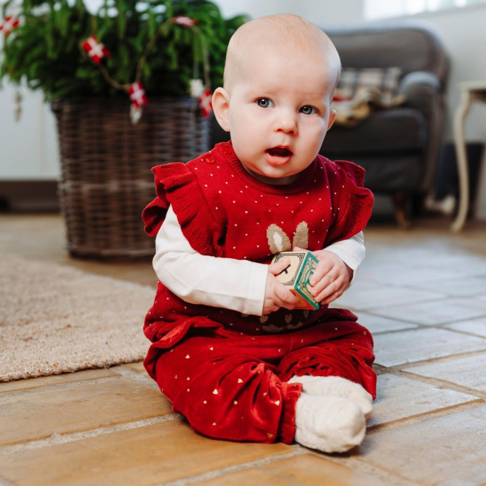 Hust and Claire - Bukse Baby Velour Trine Gold Teaberry
