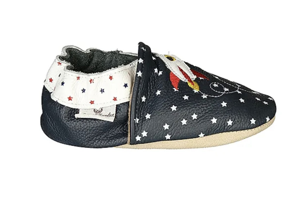 Rose et Chocolat - Tøfler i Skinn Rocket Star Navy