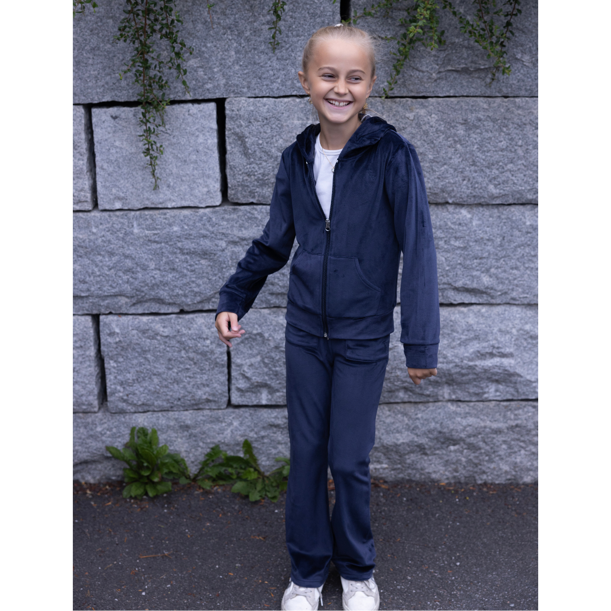 Vilje & Ve - Bukse i Velour Hermine Deep Navy