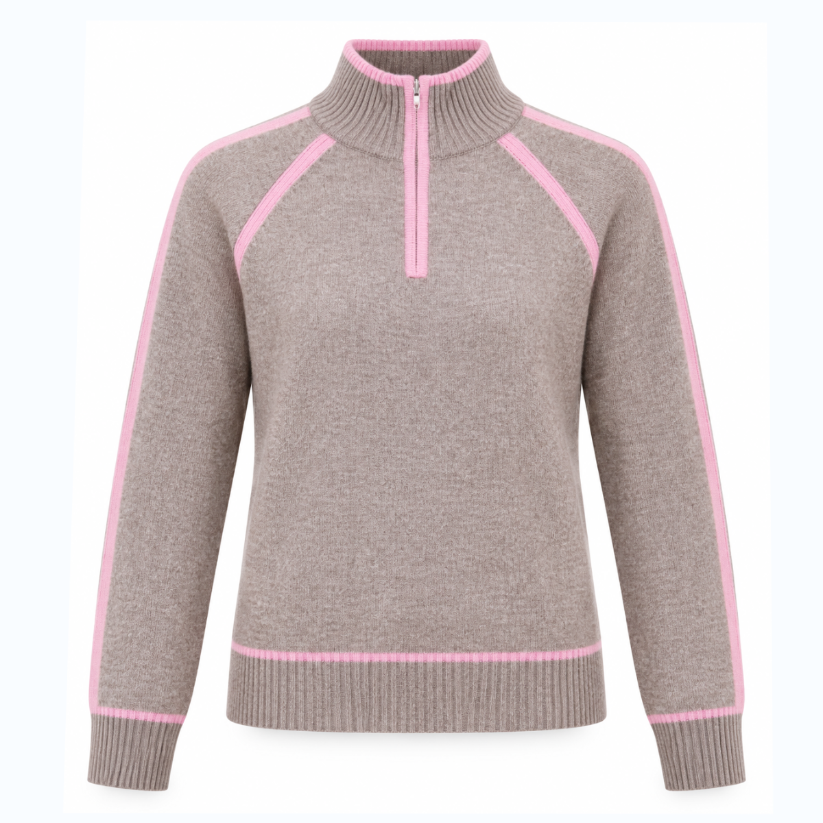 Genser Esther Half Zip Warm Taupe
