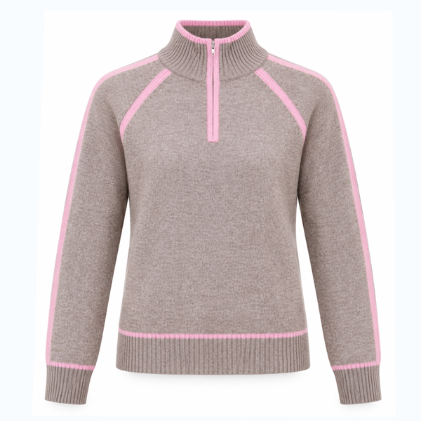 Genser Esther Half Zip Warm Taupe