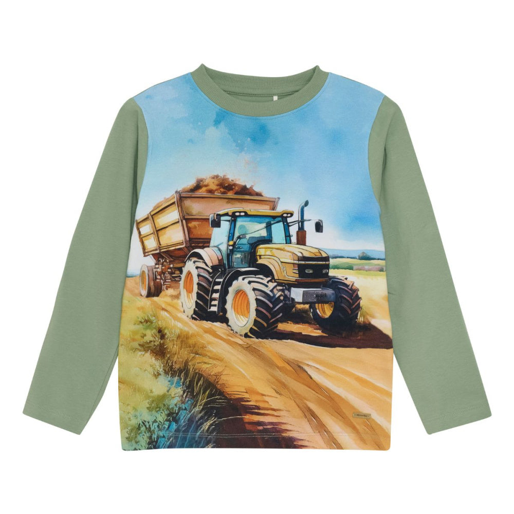Minymo - Genser Traktor Orange Hedge Green