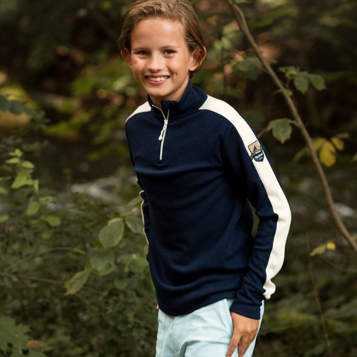 WoolLand - Genser Ål Half-Zip Blue Ink