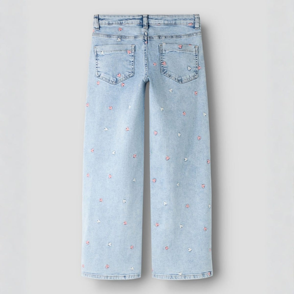 Name It - Jeans Rose Jr Light Blue Bleached Denim Heart Embroidery