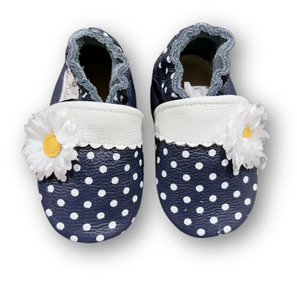 Rose et Chocolat - Tøfler i Skinn Polka Dot Daisy