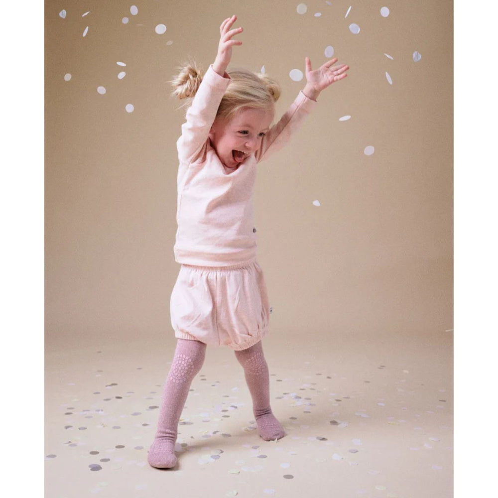 GoBabyGo - Strømpebukse Antiskli Bambus Lavender Glitter