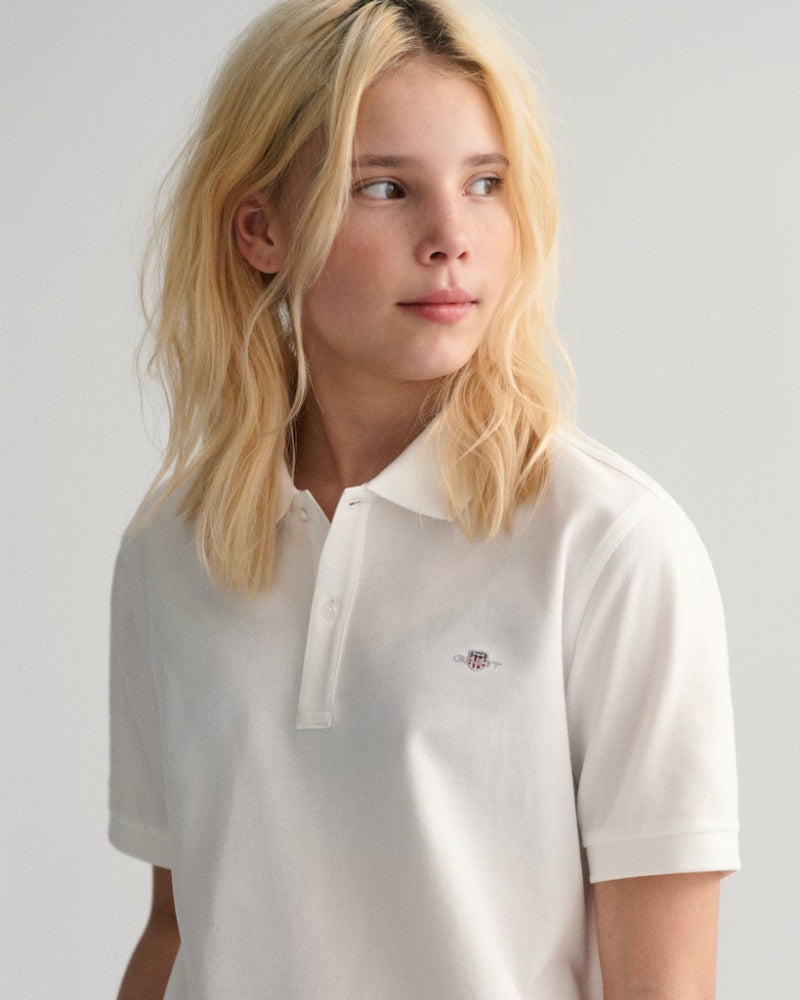 Gant - Poloskjorte Shield Pique White Jr
