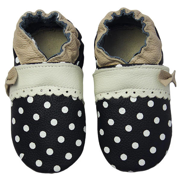 Rose et Chocolat - Tøfler i Skinn Polkadots Bow