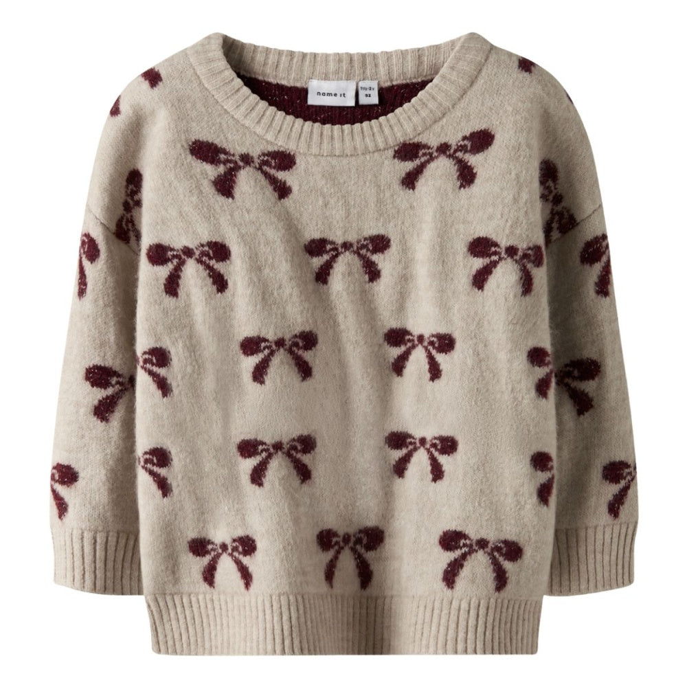 Name It - Genser Knit Senya Bow Cement