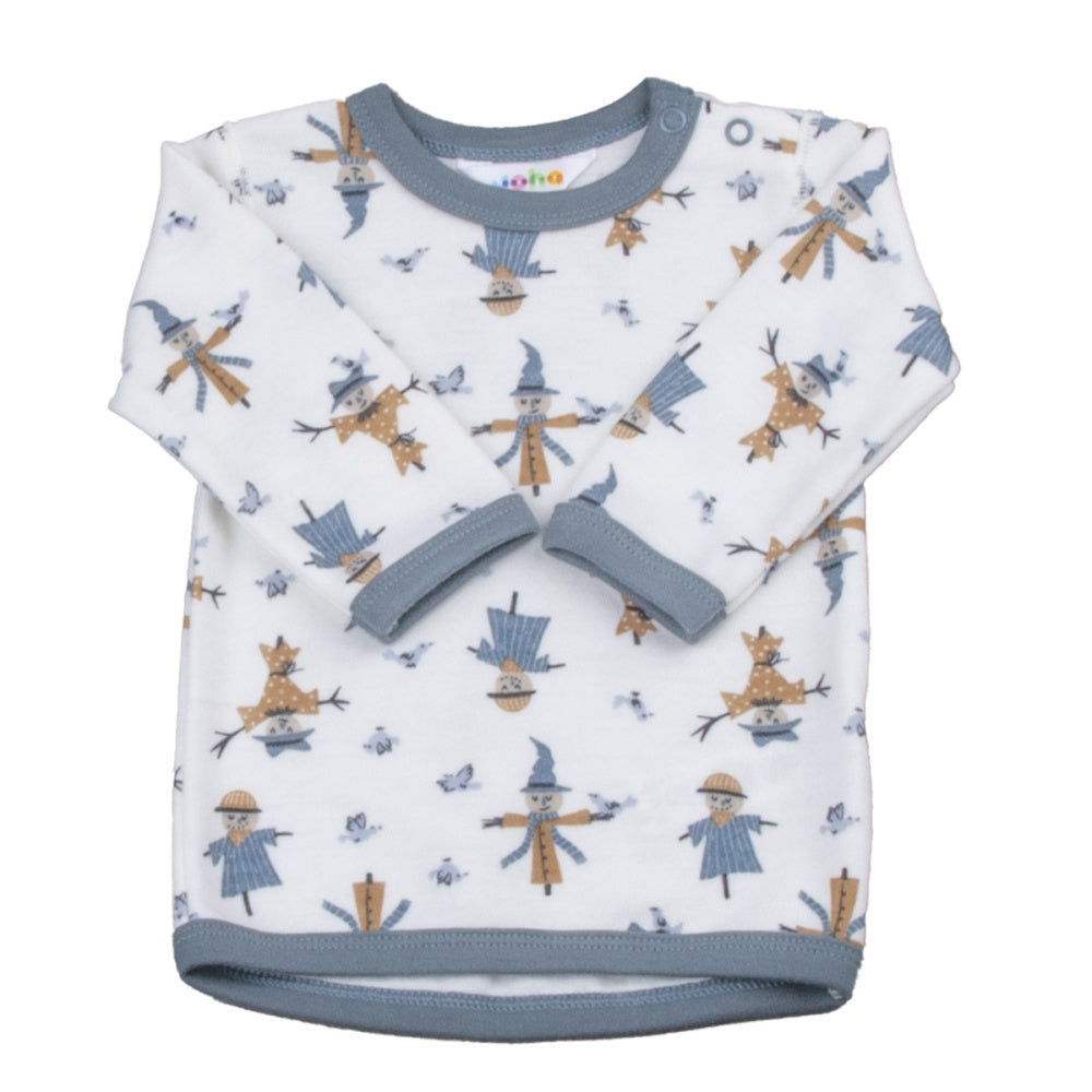 Joha - Trøye Ull og Bambus Scarecrow Off White/ Blue