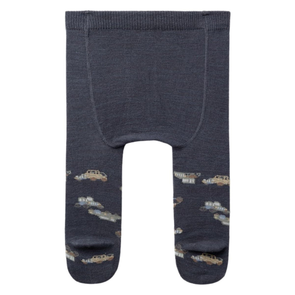 Name It - Strømpebukse i Ull Wak Biler Ombre Blue Jaquard
