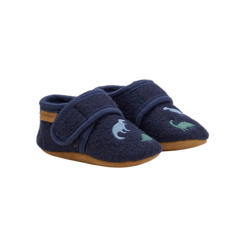 En Fant - Ulltøfler Dinosaur Dark Navy - Guttelus
