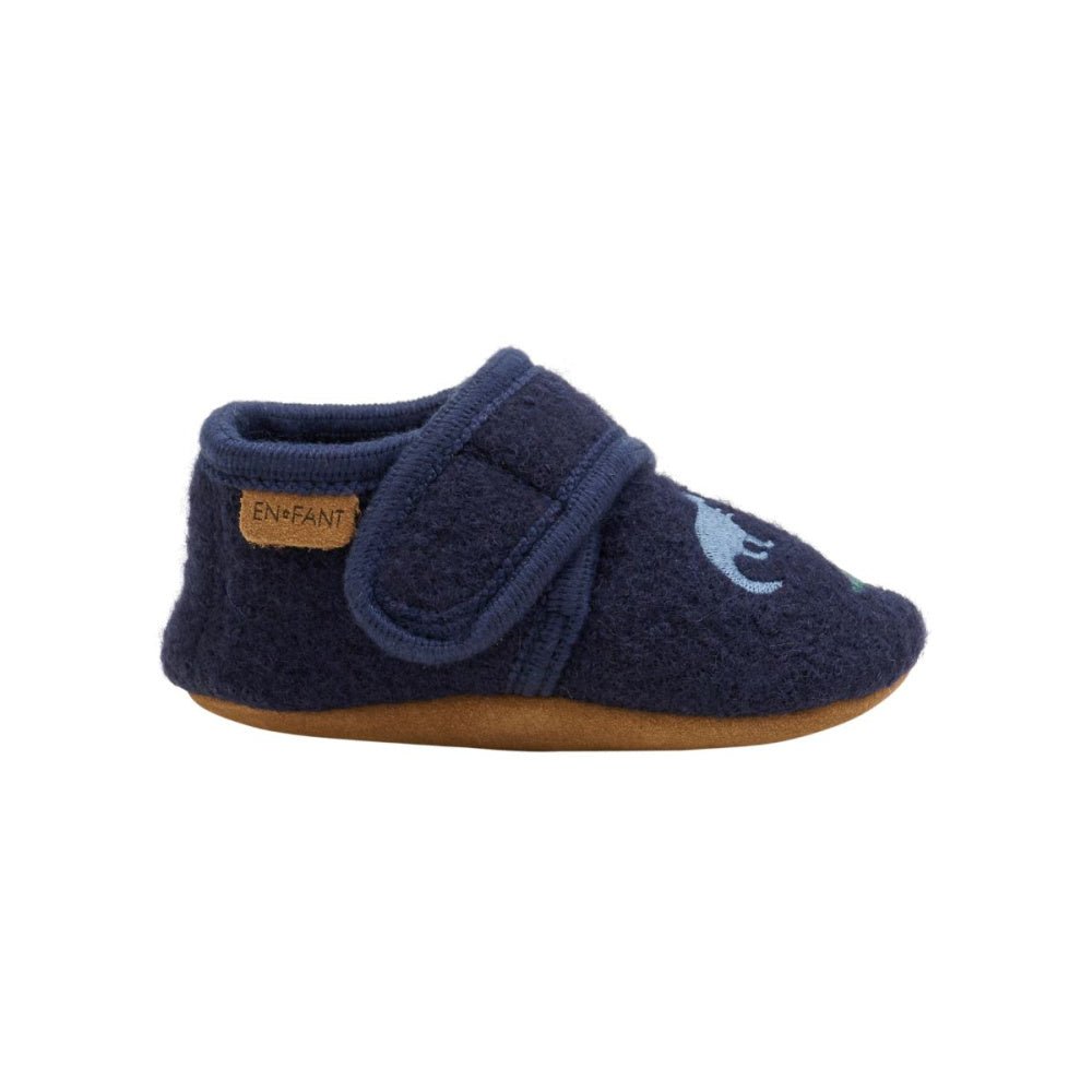 En Fant - Ulltøfler Dinosaur Dark Navy - Guttelus