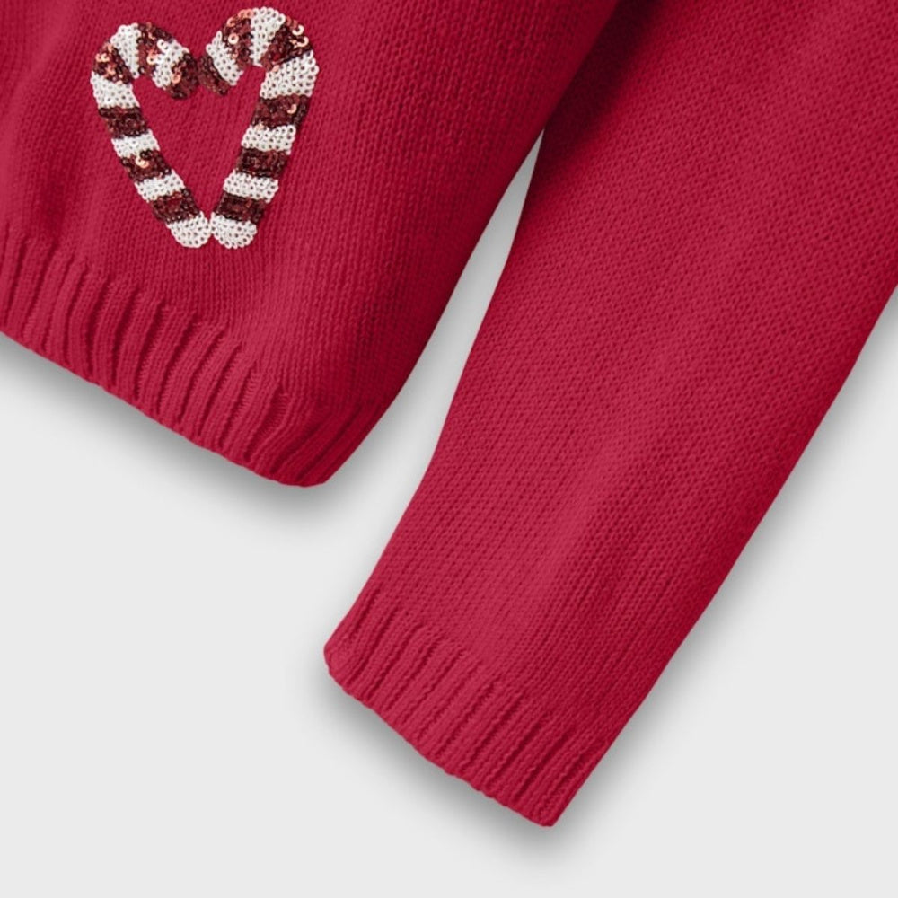 Name It - Julegenser Knit Candy Cane Paljett Jester Red
