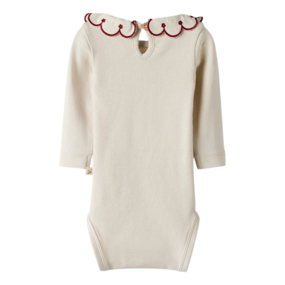 Lil'Atelier - Body med Krage Fundo Turtledove/ Red Dahlia