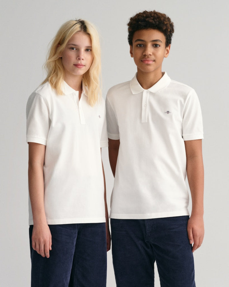 Gant - Poloskjorte Shield Pique White Jr