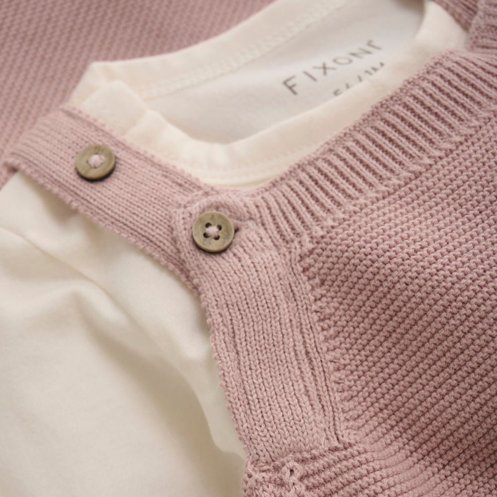 Fixoni - Babysett Body og Strikket Sparkebukse Pale Mauve - Guttelus