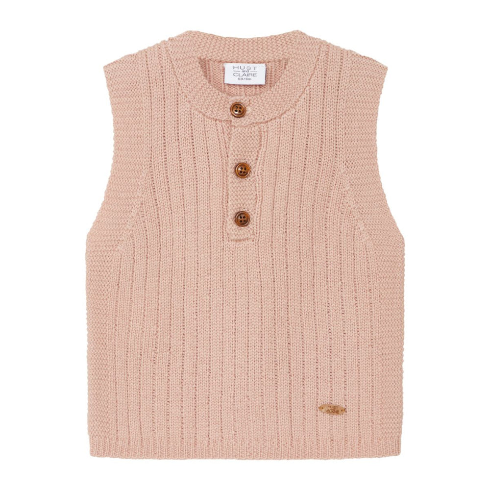 Hust and Claire - Vest Ull Ribbestrikket Rose Cloud