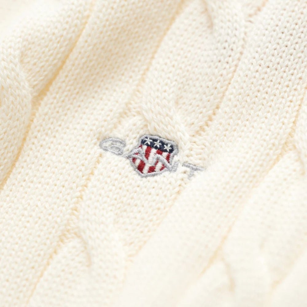 Gant - Genser Jr Cotton Cable Half Zip Cream - Guttelus
