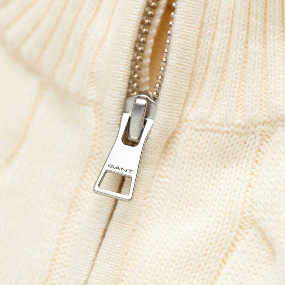 Gant - Genser Jr Cotton Cable Half Zip Cream - Guttelus