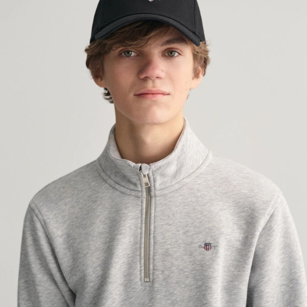 Gant - Genser Jr Shield Half Zip Light Grey Melange - Guttelus