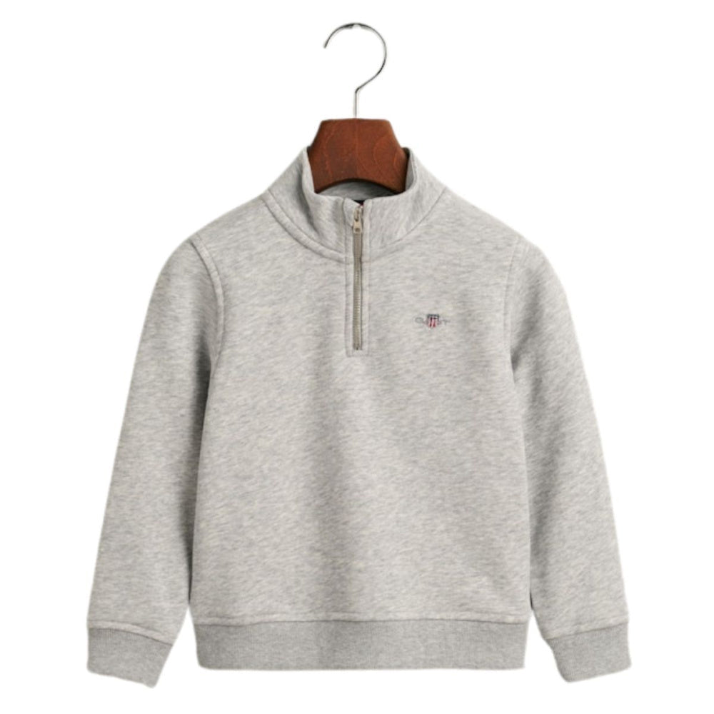 Gant - Genser Shield Half Zip Sweat Light Grey Melange - Guttelus