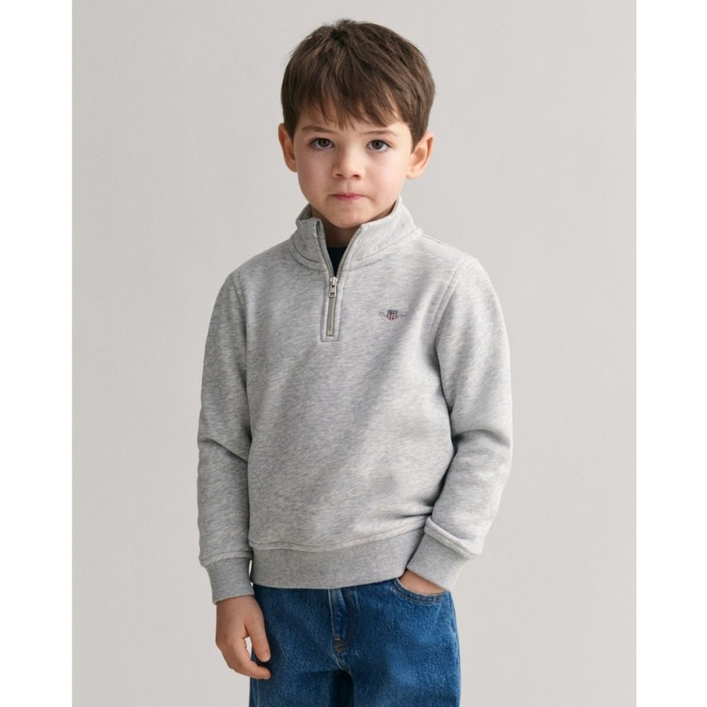 Gant - Genser Shield Half Zip Sweat Light Grey Melange - Guttelus