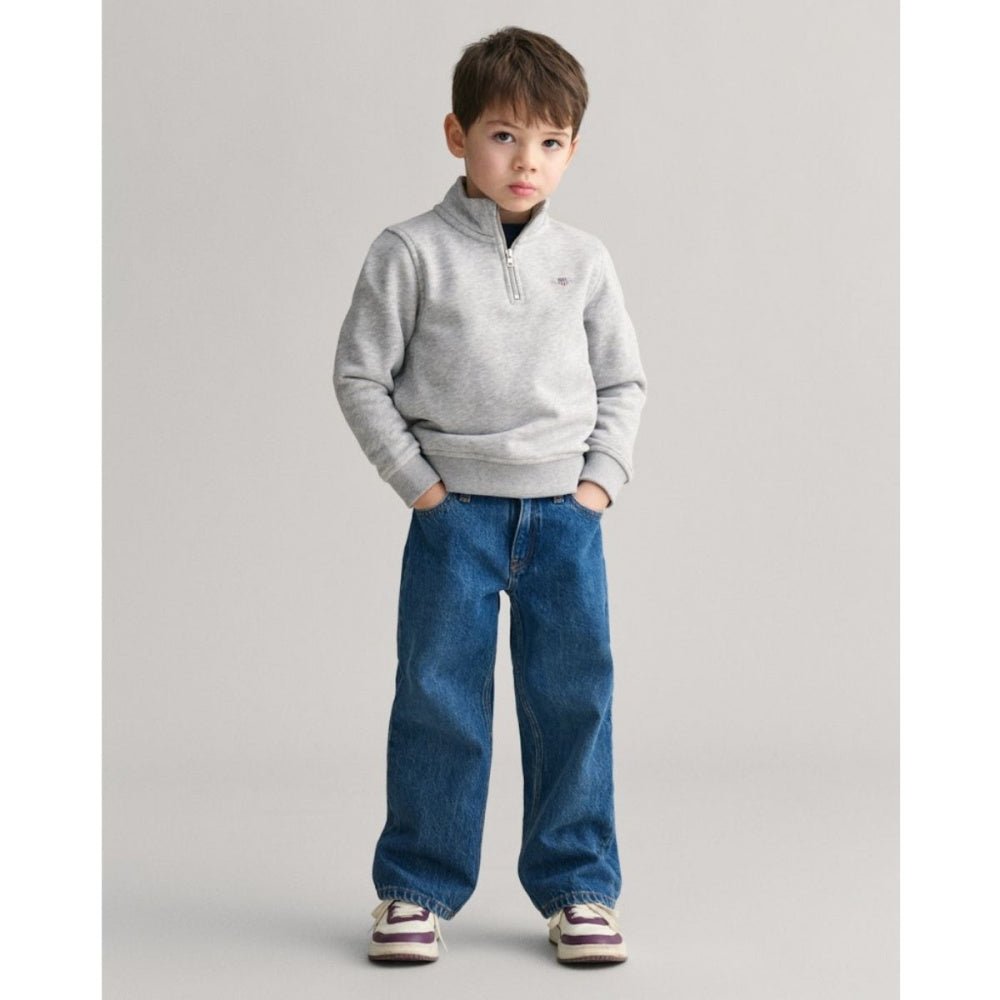 Gant - Genser Shield Half Zip Sweat Light Grey Melange - Guttelus
